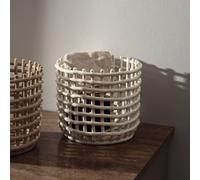 ferm LIVING Ceramic basket, round, Ø 23.5 cm, white, ceramic