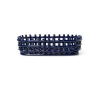 Ferm Living Ceramic plated basket oval 15x30 cm Blue
