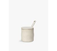 Ferm Living Ferm Living Flow Porcelain Jar With Spoon 8cm Off-White Speckle
