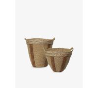 Ferm Living Ferm Living Mar Woven Baskets Set Of Two Natural Red Brown