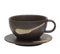 ferm LIVING Koyo Cup with Saucer Dark Brown/Buff One Size