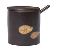 Ferm Living Koyo jar with spoon Dark brown-buff