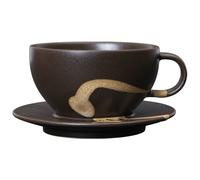 Ferm Living - Koyo Tea Cup With Saucer, Dark Brown - Dark Brown