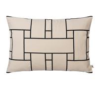 Ferm Living - Lattice Offset Cushion 40x60 cm, Off-white/Black - Black