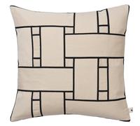 Ferm Living - Lattice Offset Cushion 50x50 cm, Off-white/Black - Black