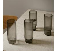 ferm LIVING Longdrink glass Ripple, grey, 300 ml, glass, set of 4