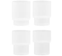 ferm LIVING Glass Ripple, white, 200 ml, mouth-blown, set of 4
