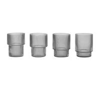 Ferm Living Ripple glass 4-pack smoked grey