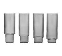 ferm LIVING Longdrink glass Ripple, grey, 300 ml, glass, set of 4
