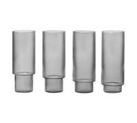 Ferm Living - Ripple Long Drink Glasses, 4-Pack Longdrink Glass 4-pack, Smoked - Clear
