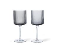 Ferm Living Ripple white wine glass 26 cl 2-pack Smoked grey