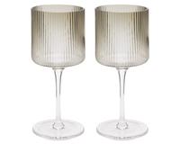 ferm LIVING Ripple White Wine Glasses - Set of 2 Smoked Grey