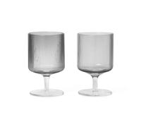 ferm LIVING Ripple wine glass 2-pack Smoked grey