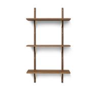 Ferm Living Sector shelf triple narrow Smoked Oak, brass