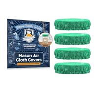 Fermentaholics Breathable Mason Jar Cloth Covers for Fermentation - Breathable Reusable Elastic Covers for Sourdough Starter, Kombucha, Kefir & Ginger Bug, Fits 2-3.75 in Openings, Green 4 Pack
