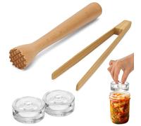 Fermentation Glass Weights 4 Pieces 7cm Glass Weights for Fermentation Fermentation with Pestle and Tongs