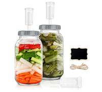 Fermentation Jars 2 Pack 2L Kimchi Container,Fermenting Jar with Airlock Perfect for Fermentation Kimchi Sauerkraut Sourdough Starter Kefir Glass Jars with Lids