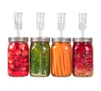 Fermentation Kit For Wide Mouth Mason Fermentation Jar, Pickling/Sauerkraut Kit 4 Pack Fermentation Lids With Airlocks And Glass Weights, Easy Fermenting Set (Jars Not Included)