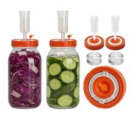 Fermentation Kit for Wide Mouth Mason Fermenting Jar, with 2 Glass Fermentation Weights,2 Fermenting Lids,2 Airlocks (No Jars) Complete Pickling Sauerkraut Kit