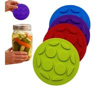 Fermentation Lid for Jars, 4-Piece Airtight Silicone Preserving Lid, Pouring Lid, for Household Storage, Kitchen Containers, Food, Flour, Sugar, Coffee, Sweets, Biscuits
