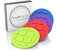 Fermentation Lids for Wide Mouth Mason Jars - One Way Waterless Airlock Valve - BPA-Free, Self-Burping Silicone Lids, 4 Pack (Blue, Red, Green, Purple)