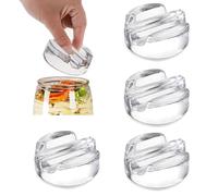 Fermentation Weights, 4 Pieces Glass Fermenting Weights, Diameter 7 cm Wide Mouth Fermenting Glass Weights, with Easy Grip Handle, for Sauerkraut, Kimchi and Pickle Storage Jars