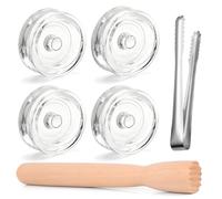 Fermentation Weights, Fermentation Set 6 Pieces with Accessories 21 cm Pestle, 4 Pieces Glass Weights for Fermenting and 19.5 cm Stainless Steel Tongs, Fermenting Starter Set for Sauerkraut Kimchi
