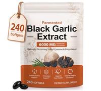 Fermented Black Garlic Extract Softgels| High Potency 10:1 Odorless Aged Garlic Supplement for Heart, Immune & Energy Support | 240 Count