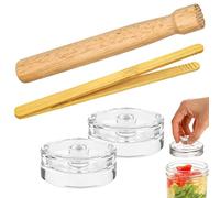 Fermenting Starter Set, Fermentation Weights Diameter 7 cm, Fermentation Starter Set Including Fermentation Weight/Herb Masher/V Shaped Clip/Fermentation Set for Making Sauerkraut and Kimchi