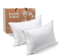 Fern and Willow Pillows for Sleeping - Set of 2 Queen Size Bed Pillow Set w/Luxury Plush Cooling Gel for Stomach, Back & Side Sleepers