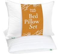 Fern and Willow Pillows for Sleeping - Set of 2 Standard Size Bed Pillow Set w/Luxury Plush Cooling Gel for Stomach, Back & Side Sleepers