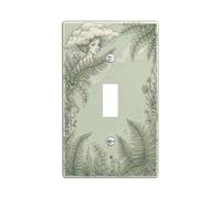 Fern Bathroom Single Light Switch Cover Plate, Nature Organic Cloud Flower Spring Green Plastic Standard Size Wall Switch Plates Accents for New Apartment Home Bedroom Office Decor (Single)