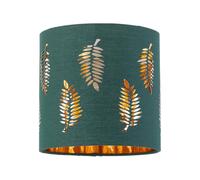Dark Green Table Lamp Shade, Lampshade for Table Lamp or Bedside Light, Fern Leaf Cut Out Design, Diameter 15cm