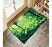 Fern Door Mats Indoor, 40 x 60 cm Non Slip Dirt Trapper Washable Doormats Dense Jungle Entrance Rug Super Absorbent Floor Mat for Front Back Door, Pets and Dogs, Emerald Green