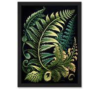 Fern Fronds Ernst Haeckel Style Leaf Illustration Artwork Framed Wall Art Print A4 Artery8 Black One Size