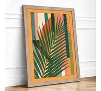 Fern Fronds in Green Botanical Framed Wall Art Print A2 Oak | Ready to Hang, Premium Gi Paper, Fade-Resistant Inks, Securely Packaged, UK Made