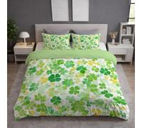 Fern Green Duvet Cover - King 220 x 230 - Soft Lightweight, Machine Washable, Fluffy, Non Iron, Versatile - Watercolour Plants Heart Fresh Bedding - Duvet Cover Sets For Bedroom