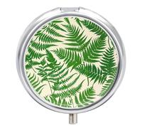Fern Green Plant Small Pill Box 3 Grids Travel Pill Case Portable Daily Pill Organizer with Anti-Mixing Design Easy to Retrieve Meds for Medication, Vitamin, Supplements