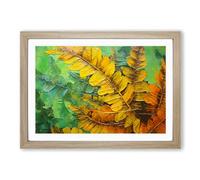 Fern Leaf Abstract Framed Print | A2 Oak Framed Wall Art | Ready to Hang | Abstract Floral Picture | Living Room Bedroom Lounge Office