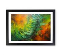 Fern Leaf Abstract No.3 Framed Print | A2 Black Framed Wall Art | Ready to Hang | Abstract Floral Picture | Living Room Bedroom Lounge Office