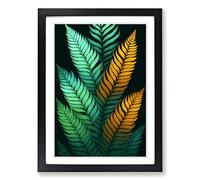Fern Leaf Cyber Framed Wall Art Print A2 Black