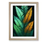 Fern Leaf Cyber Framed Wall Art Print A2 Oak