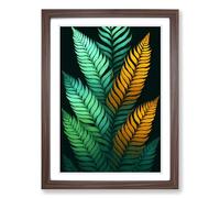Fern Leaf Cyber Framed Wall Art Print A2 Walnut