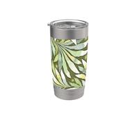 Fern Leaf Design Abstract Nature Pattern Blue Khaki Stainless Steel Insulated Tumbler