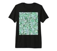Fern Leaf Design Abstract Nature Pattern Green Jade Premium T-Shirt
