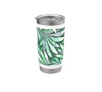 Fern Leaf Design Abstract Nature Pattern Green Jade Stainless Steel Insulated Tumbler