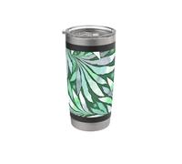 Fern Leaf Design Abstract Nature Pattern Green Jade Stainless Steel Insulated Tumbler