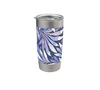 Fern Leaf Design Abstract Nature Pattern Lilac Blue Stainless Steel Insulated Tumbler
