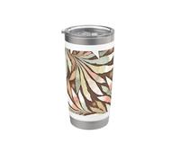 Fern Leaf Design Abstract Nature Pattern Pink Brown Stainless Steel Insulated Tumbler