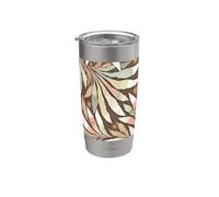 Fern Leaf Design Abstract Nature Pattern Pink Brown Stainless Steel Insulated Tumbler